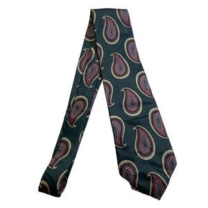 #7728 Bert Pulitzer Green with Giant Red Paisley Mens Necktie, Tie